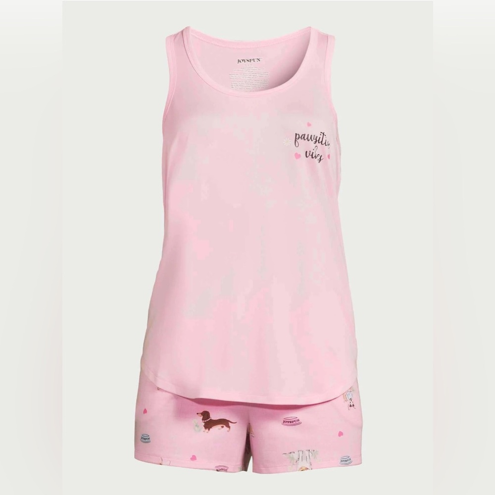 Joyspun Women's Print Tank Top and Shorts Pajama Set, 2-Piece,